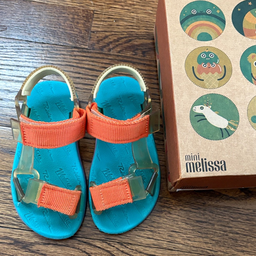 Mini Melissa Kids' Vibrant Orange and Teal Sandals